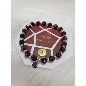 NEW Gorjana Garnet Energy Power Gemstone Beaded Bracelet Stretch Red